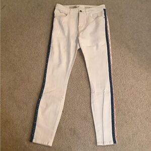 New Anthropologie Pilcro White High Rise Skinny Jeans Crochet Embroidery sz 28/6